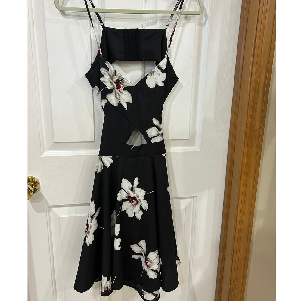 L'atiste fit and flare skater floral midriff cutout dress